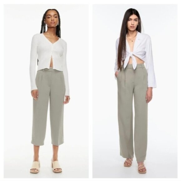 WILFRED Effortless Crop Pant Talin Basalt Grey Tall High Rise Pants 0 ARITZIA - Picture 1 of 13